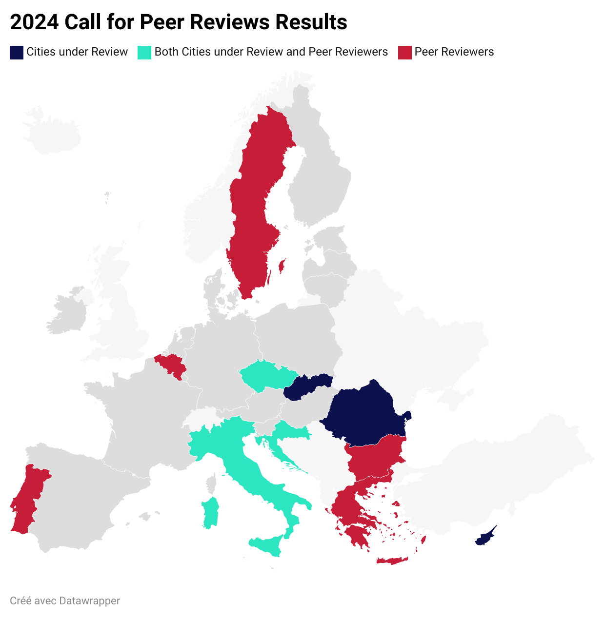 Map of the selected Peer reviews