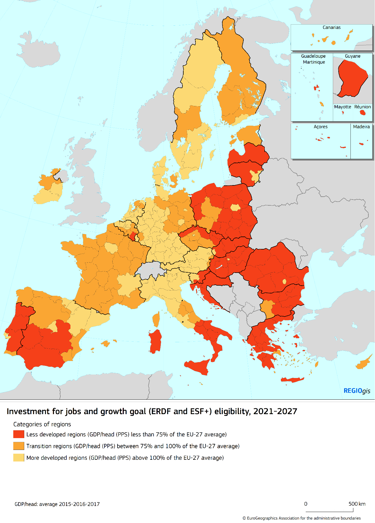 Mapa de regiones europeas FEDER