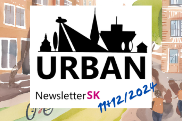 cartoon of city with headline - URBAN newsletter SK